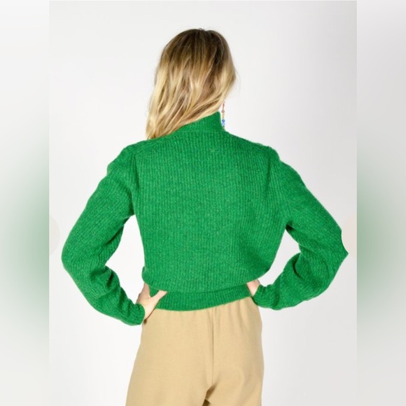 Paloma Wool Himalaya Green Wool Mohair Blend Textured Sweater Size L Mock Neck - Picture 4 of 11
